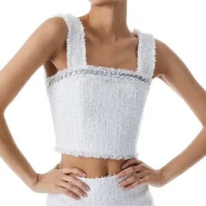 Worn only once - Alice + Olivia White Tweed Top Size 0